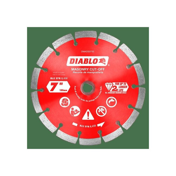 Diablo DiamondSawBlade, Diam:7", Arbor:5/8", 7/8 DMADS0700