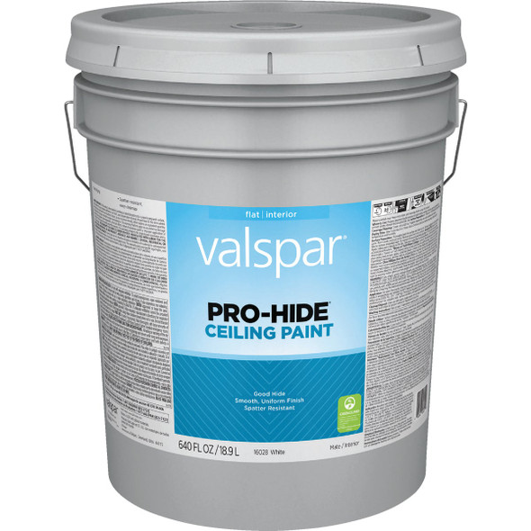 Valspar Pro Hide Ceiling Paint, White, 5 Gal. 028.0016028.008