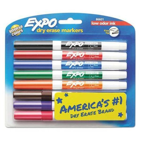 Expo Low-Odor Dry-Erase Marker, Fine Bullet Tip, Assorted Colors, PK8 86601A