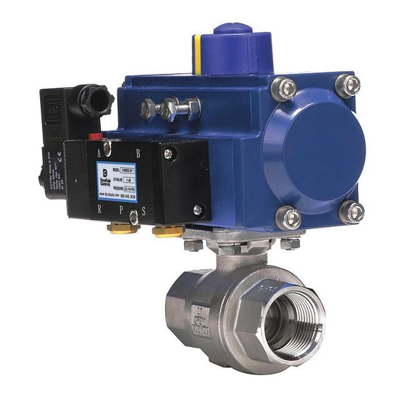 Dynaquip Controls Ball Valve,1 In FNPT,Double Acting,SS P2S25AJUDA020A