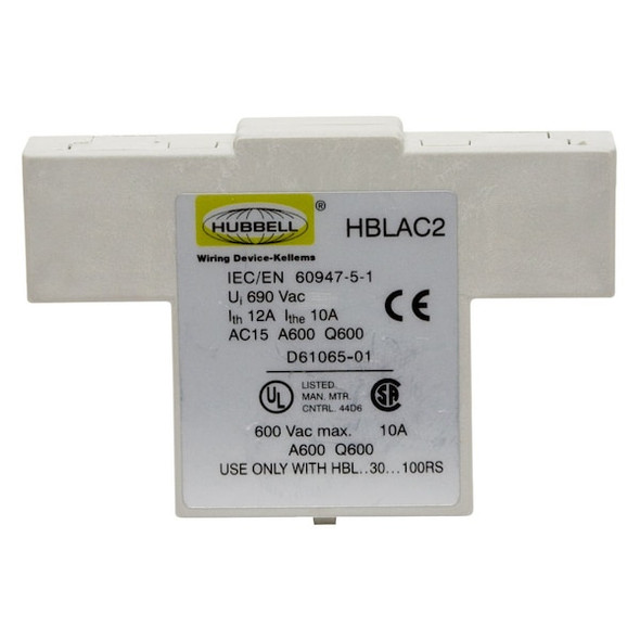 Hubbell Wiring Device-Kellems Auxiliary Contact, 100 A, 600V AC HBLAC2