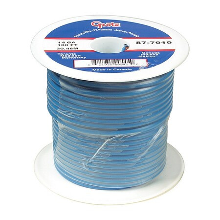 Grote Primary Wire, GPT, 12 AWG, Copper, Blue, PVC Jacket, Stranded 89-6010