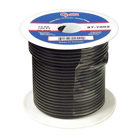 Grote Primary Wire, GPT, 12 AWG, Copper, Black, PVC Jacket, Stranded 89-6002