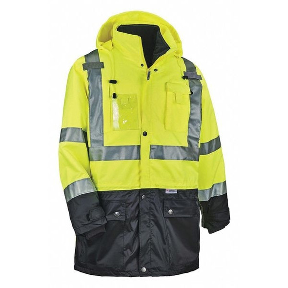 Ergodyne Hi-Vis Thermal Jacket Kit, 300D Oxford Polyester, Hi-Viz Lime, S 8388