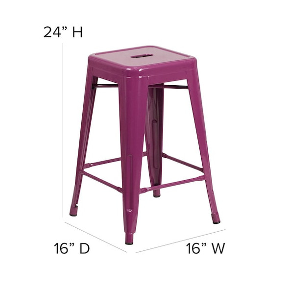 Flash Furniture 24" High Backless Purple Counter Height Stool ET-BT3503-24-PUR-GG