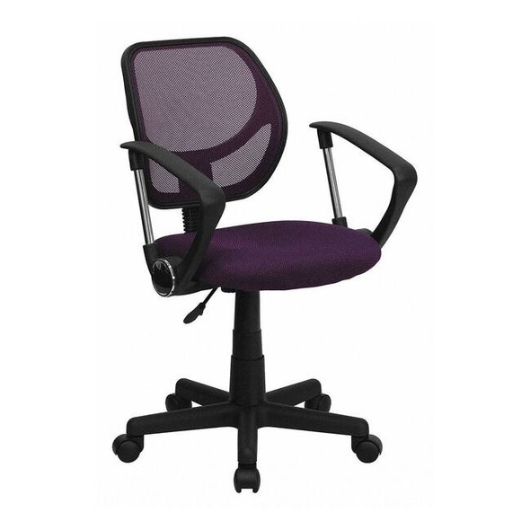 Mesh Task Chair, 15-1/2" to 19-1/2", Fixed Arms, Purple