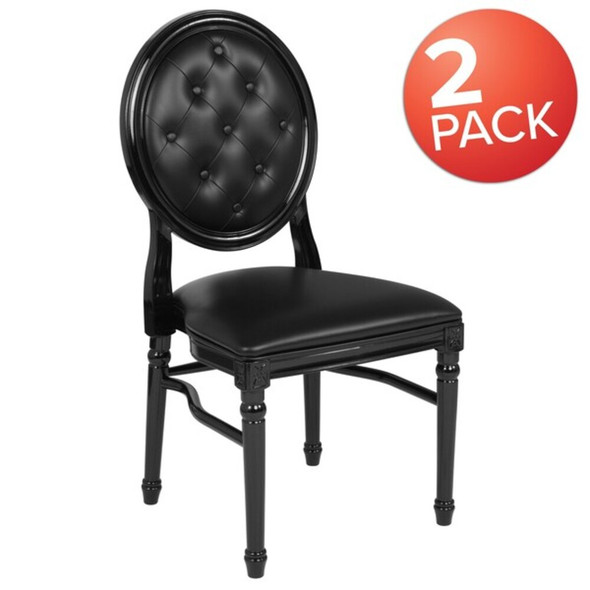 Flash Furniture Tufted Black Dining Chair,PK2 2-LE-B-B-T-MON-GG