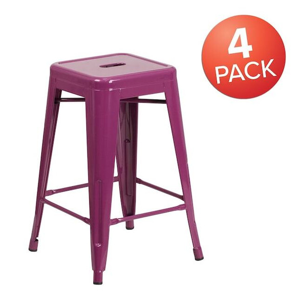 4PK 24" High Backless Purple Counter Height Stool