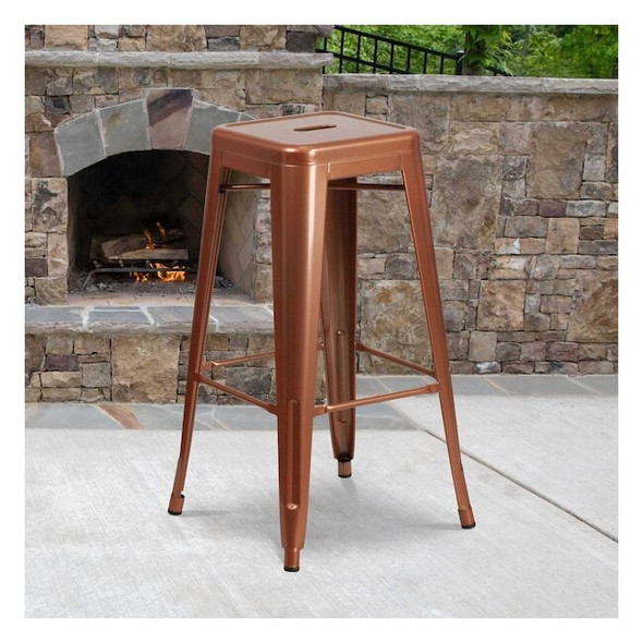 4 " High Backless Copper Metal Barstool, PK4