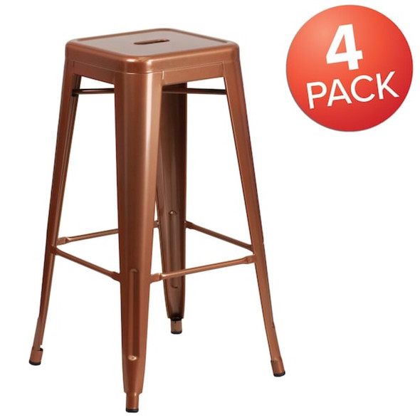 4 " High Backless Copper Metal Barstool, PK4  4-ET-BT3503-30-POC-GG