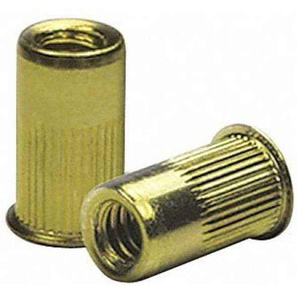 Rivet Nut, #10-32 Thread Size, 0.34 in Flange Dia., 0.475 in L, Steel, 100 PK