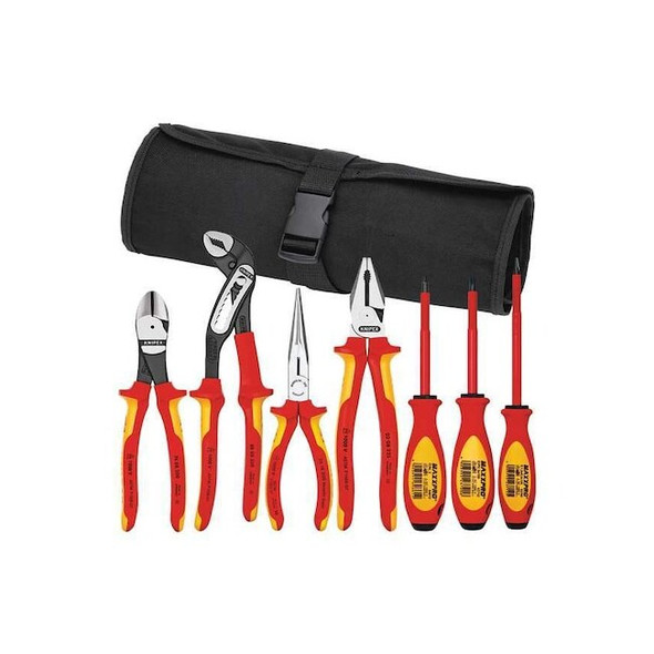 Knipex Insulated Tool Set,Tool Roll,7-Pc 9K 98 98 25 US
