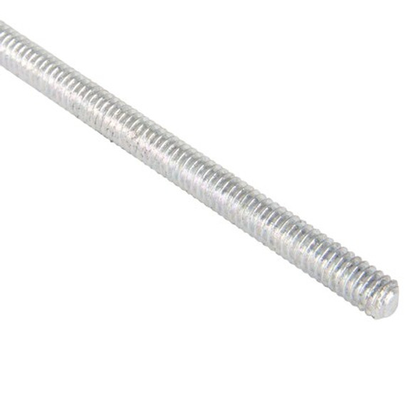 Fully Threaded Rod, 1/4"-20, 10 ft, Steel, Grade A, Zinc Plated Finish