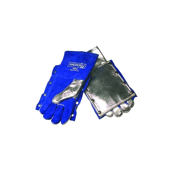 Welding Gloves, Split Cowhide, Full Sock Lining, Large, Blue, Glove w/ Back Pad