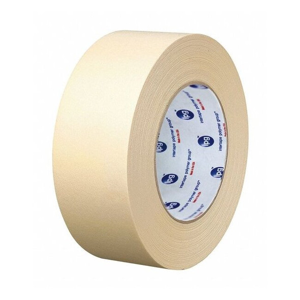 Masking Tape, 72 mm W x 54 4/5 m L, 5 mil Thick, Tan, Rubber Adhesive, 12 PK