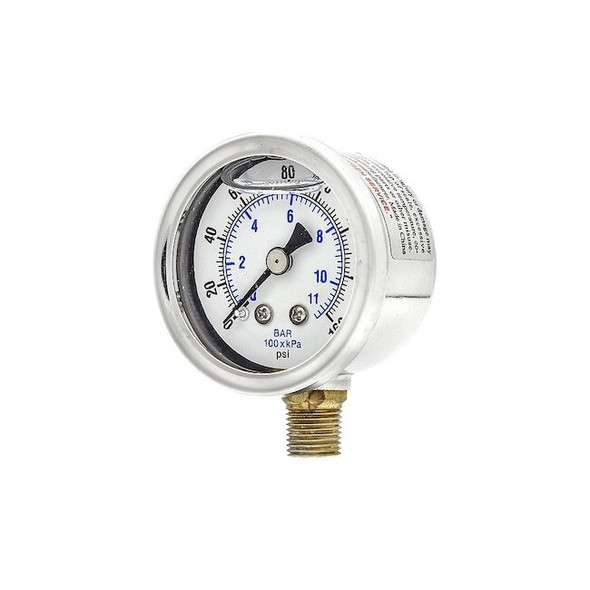 Manufacturer Varies Pressure Gauge, 1/4 in NPT, Bottom Location 20TU83