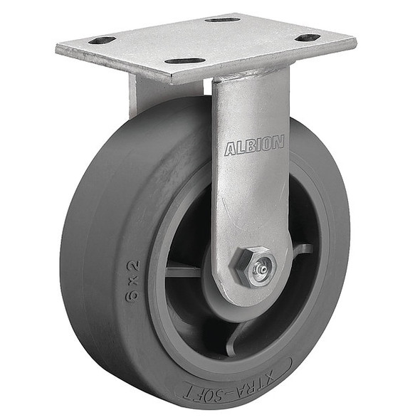 4" X 2" Non-Marking Rubber Soft Flat Rigid Caster, No Brake, Loads Up To 350 lb