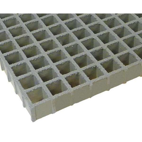 Fiberglass Molded Grating, 120 in Span, Grit-Top Surface, Light Gray