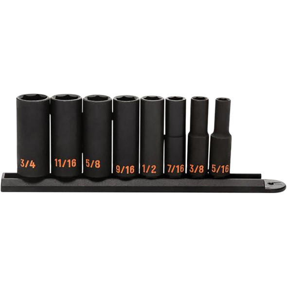 8 Piece 3/8" Drive 6 Point SAE Hi-Viz Deep Impact Socket Set 84915H