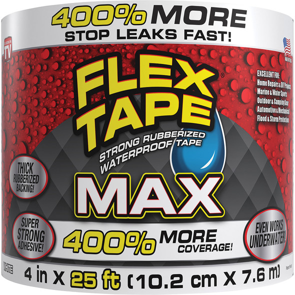 Flex Tape Max White 4"x25', Sold by Case/3 TFSMAXWHT04