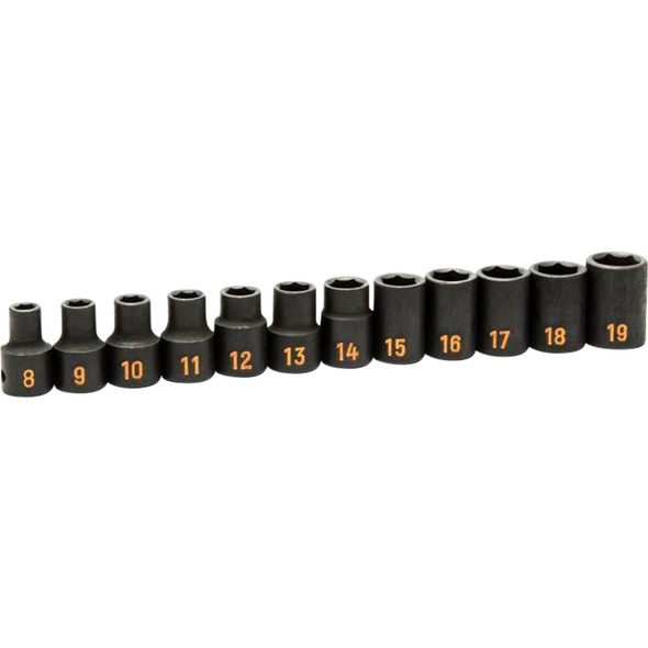 12 Piece 1/2" Drive 6 Point Metric Hi-Viz Impact Socket Set 84930H