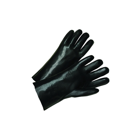 PVC Coated Gloves, Standard Smooth Grip, Cotton-Knit Interlock Lining, 12 in, Large, Black Pack of 12