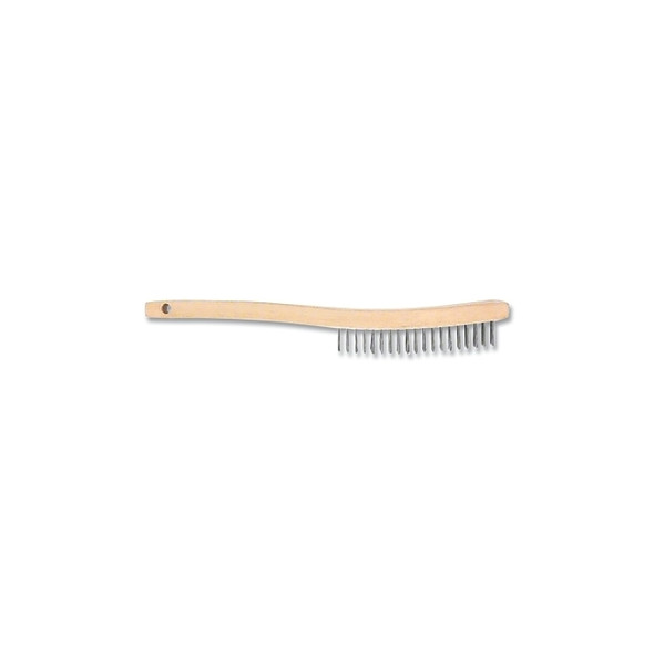 Wire Scratch Brush, 7 in Overall L, 15 Bristle Rows, Carbon Steel, Wooden Shoe Handle