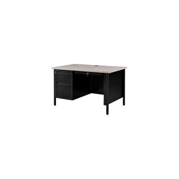 Interion Steel Teachers Desk 48""W x 30""D Gray Top with Black Frame