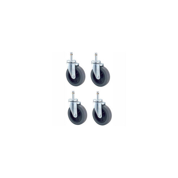 Nexel 4 Swivel Stem Rubber Casters 4"" Dia. 500 lbs. Capacity Pack of 4