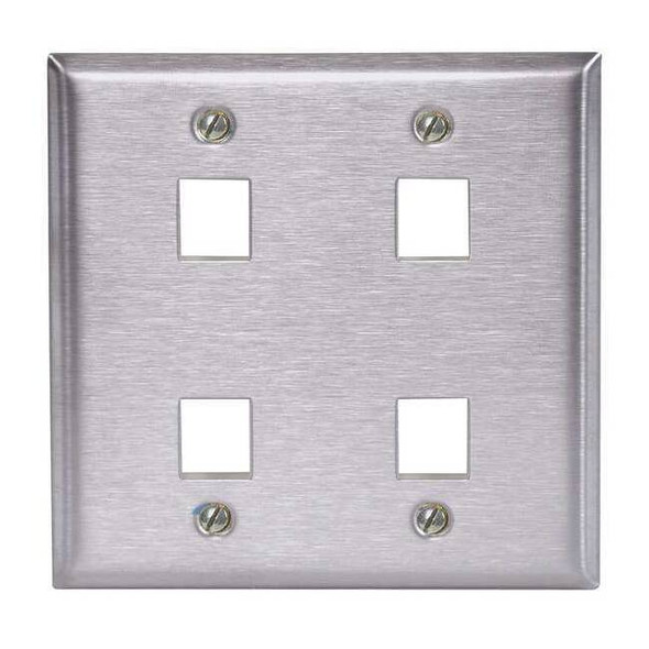 Hubbell Premise Wiring Plate,4 Ports,Gray,Wall SSF204
