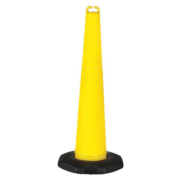 Traffic Cone, Polyethylene, Non-Reflective, 42 in Height, 4.23 lb, Yellow