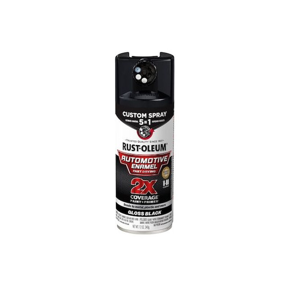 Rust-Oleum Automotive Enamel Spray,Solvent,Black 394893