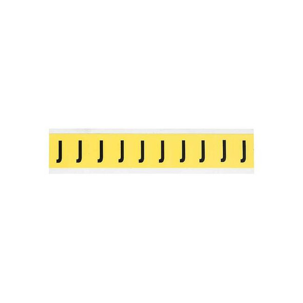 Brady Letter Label, J, 8inW, Black/Yellow, Vinyl 3430-J