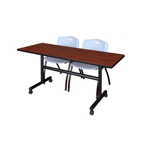 Kobe Rectangle FlipTop Table, 60" W, 29" H, Laminate Top, Cherry MKFT6030CH47GY