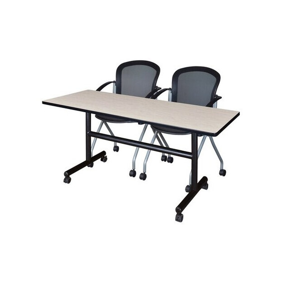 Kobe Rectangle FlipTop Table, 60" W, 29" H, Laminate Top, Maple MKFT6030PL23BK