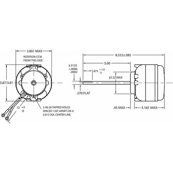 Em&s Unit Bearing Motor, 1/50 hp ESP-L15EMJR1B2