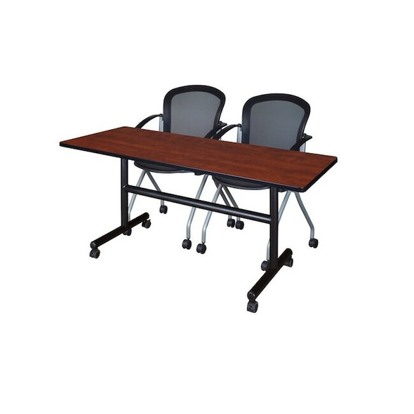 Kobe Rectangle FlipTop Table, 60" W, 29" H, Laminate Top, Cherry MKFT6030CH23BK