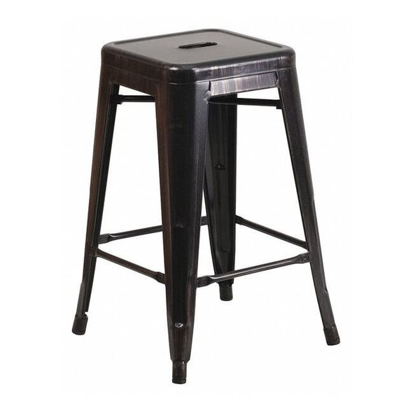 24" High Backless Black/Gold Counter Height Stool