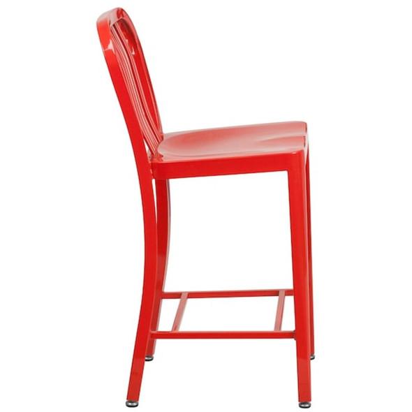 Flash Furniture 24" High Red Metal Counter Height Stool CH-61200-24-RED-GG