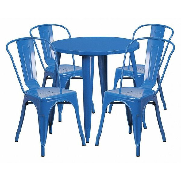 Round 30" W, 30" L, 29.5" H, Metal Top, Blue