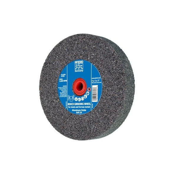 PFERD Vitrified Bench Wheel, UNIVERSAL, 6" x 1 x 1-1/4, 24 Grit, Aluminum Oxide