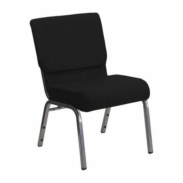 Flash Furniture 21''W Black Fabric Stacking Church Chair XU-CH0221-BK-SV-GG