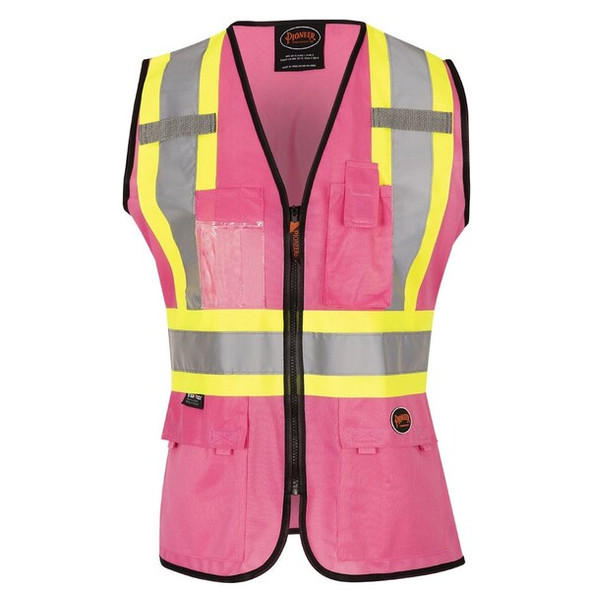 Pioneer Ladies Mesh Back Vest,Pink,Large V1021840U-L