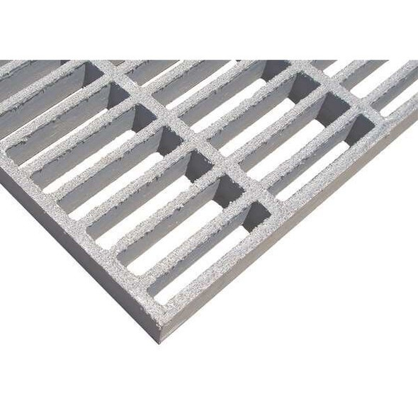 Fiberglass Molded Grating, 48 in Span, Grit-Top Surface, Light Gray