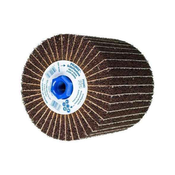 5" x 4" x 5/8-11 POLINOX Finishing Drum - Interleafed, PNZ Type - Coarse (A 60)