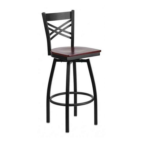 Flash Furniture Swivel Batstool,X Back,Mahogany Seat XU-6F8B-XSWVL-MAHW-GG