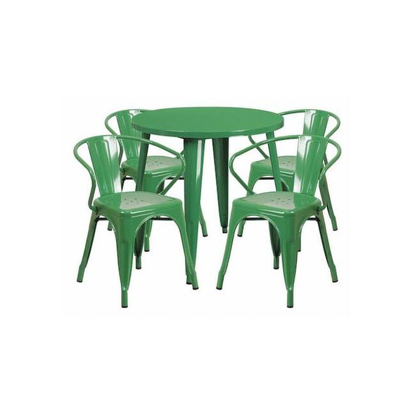 Flash Furniture Green Metal Set,30RD CH-51090TH-4-18ARM-GN-GG