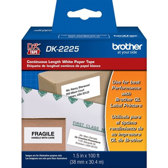 Brother Paper Label,White,1.5" x 100 ft. DK2225