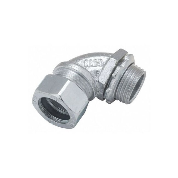 EMT 90 Deg Elbow, 1/2 in, Short Angle, Malleable Iron, Electro Zinc Plated