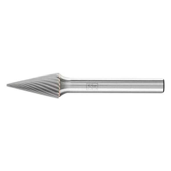Carbide Bur - Cone (Pointed), SGL Cut - 3/8" x 3/4" x 1/4" Shank - SM-4